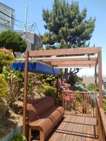施工中パーゴラソラカゼ